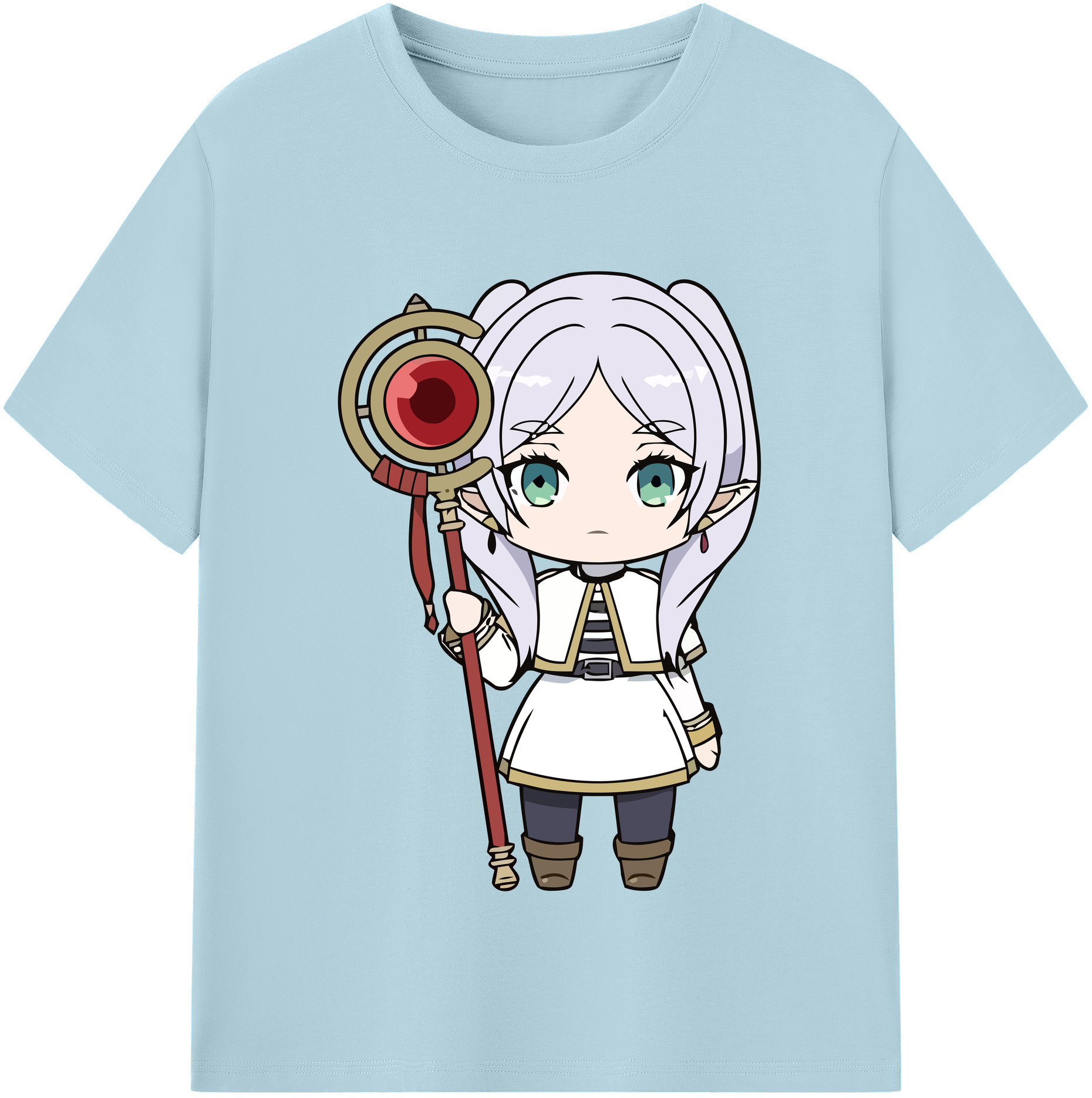 （画像用） 葬送のフリーレン Frieren 綿100％半袖Tシャツ（フロントプリント）